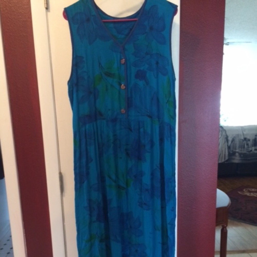 Blue linen maxi dress